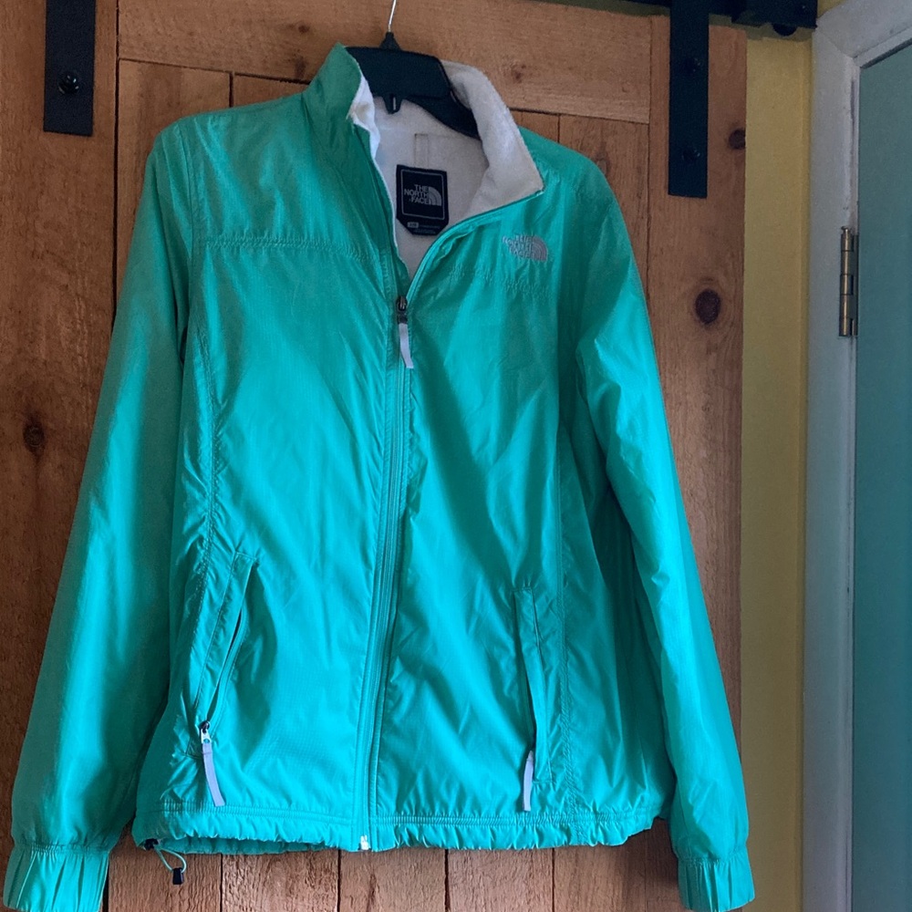 The North Face Women's green lined raincoat. Size L